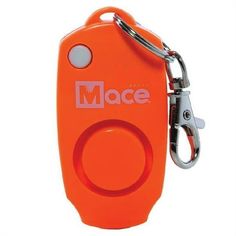 an orange keychain with the word mace on it