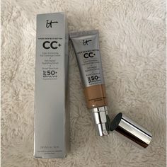 It Cosmetics Cc+ Cream Full Coverage Color Correcting Foundation With Spf 50+ In Shade Tan 100% Authentic Brand New In Box Size 1.08 / 32 Ml Fast Shipping Retails For $47 Cc Cream It Cosmetics, It Cosmetics Cc Cream, Silver Makeup, Foundation With Spf, Body Foundation, It Cosmetics Foundation, Lightweight Foundation, Color Correcting, Foundation Shades