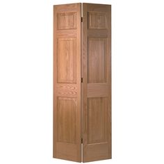 an open wooden door on a white background