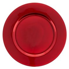 an empty red plate on a white background