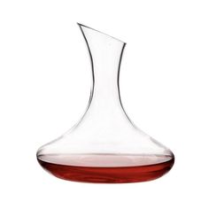 a glass vase with red liquid in it on a white background, that appears to be empty