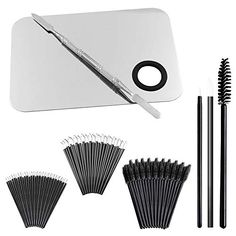 Professional Makeup Palette with Spatula and 150 Pieces Makeup Brush Kit, SourceTon Cosmetic Palette (5.8”x 3.9”) & Makeup Applicators (Mascara Wands, Lipstick Applicators, Fine Eyeliner Brush) Makeup Mixing Palette, Pimple Popper Tool, Makeup Applicators, Fine Eyeliner, Comedone Extractor, Disposable Mascara Wands, Blackhead Remover Tool, Silver Makeup