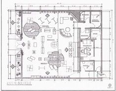 an architectural drawing of a living room and dining area in a house with blueprints