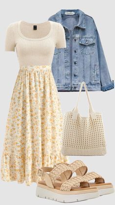 Mormon Summer Outfits, Modesty Outfits Summer Casual, Modest Summer Outfits Skirts, Summer Skirt Aesthetic, Modesty Outfits Summer, Modest Summer Outfits Aesthetic Casual, Summer Outfits Church, Pretty Outfits Summer, Cute Modest Summer Outfits