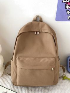 Beige Backpack Aesthetic, Brown Backpack Aesthetic, Cute Backpacks Aesthetic, Brown School Bag, Canva Images, Beige Backpack, Gold Element, Mochila Jansport, History Wallpaper