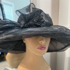 Brand New Without Tag. Elegant Organza Hat Adjustable & Foldable. Lightweight And Fit All Sizes. Adjustable Wide Brim Sun Hat For Party, Adjustable Fedora Sun Hat For Party, Black Fedora For Kentucky Derby, Adjustable Cloche Sun Hat For Party, Chic Wide Brim Sun Hat For Party, Adjustable Cloche Sun Hat For Parties, Black Short Brim Sun Hat For Party, Chic Sun Hat For Kentucky Derby Party, Party Hat With Flat Brim