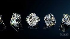 four different types of diamonds on a black background