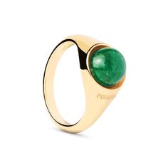 Command attention with a single accessory when you wear this green aventurine ring from PDPAOLA™ at Zales. Sterling silver with 18K gold plate The 8.0mm round green aventurine cabochon solitaire is the focal point of this design Polished tapered shank for comfortable wear Available in select sizes only ICONS collection from PDPAOLA™ Aventurine Ring, Icon Collection, Green Aventurine, The 8, Solitaire Ring, Focal Point, Sterling Silver Rings, 18k Gold, Gold Plate