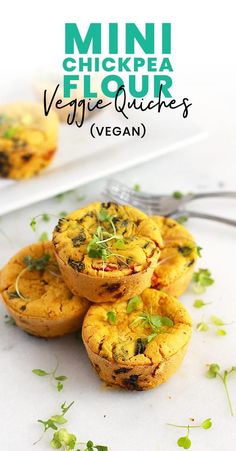 mini chickpea veggie muffins are piled on top of each other