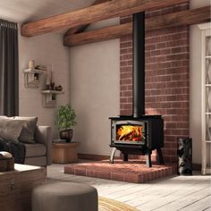 a wood burning stove in a living room