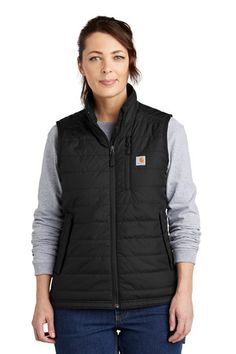 Grab the Carhartt CT104315 vest today and stay cozy in harsh conditions. Made with a durable 100% nylon Cordura shell and featuring Rain Defender technology, this weatherproof vest is built to withstand unpredictable weather without the added bulk. Wind Fighter technology helps beat the wind chill, while the quilted lining keeps you warm during the cooler days. This weatherproof vest also features a reverse coil center front zipper for added protection and multiple pockets to store your essentia Football Fundraiser, Keep Working, Lady L, Carhartt Womens, Carhartt Women, Work Wear Women, Zip Sweatshirt, Jaguar, Repellent