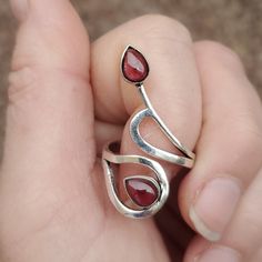 Brand New Handmade Garnet Adjustable Silver Ring. 925 Stamped New To Poshmark? Use Referral Code Kimberlyn222 To Receive $10. Precious Metal Clay Rings, Stone Settings Jewelry, Garnet Stone Ring, Pear Wedding Ring, Luxury Wedding Rings, Wire Jewelry Rings, Hematite Ring, Dainty Wedding Ring, Rings Mens Wedding Bands