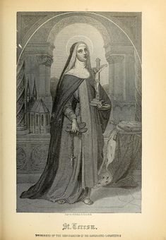 an old illustration of the virgin mary holding a crucifix