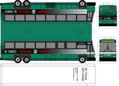 a green double decker bus is cut out and ready to be used as a paper model