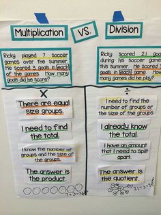 two posters with different types of words on them, one is divided by division and the other is division