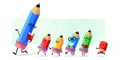 a group of pencils with faces drawn on them and the caption dr ok google