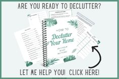 a book with the title how to declutter your home? and an image of palm leaves