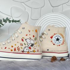 🌿 Love Embroidered Converse 🌿 ❤️ About Our Products: Each pair of shoes from our store is brand new and hand-embroidered to order. Please ensure you select the correct shoe size before checkout. The embroidery is durable and won't fade over time. ✨ Personal Expression: Showcase your unique style with custom embroidery! Contact me to create your own embroidered shoes with a private listing. I'll send you the design for approval before embroidering the shoes. Alternatively, you can design your p Embroidery Designs For Shoes, Diy Shoe Designs, Cute Shoes Women, Designed Converse, Decorated Converse, Shoe Embroidery, Converse Embroidery, Cute Converse Shoes, Embroidery Dog