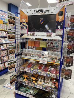 a display case in a store filled with dvd's