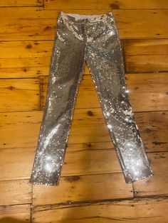 Vintage sequin silver stretch glam jeans designed by Jeanette Kastenberg Sequin Jeans, Womens Trousers, Womens Denim, Womens Pants, Designer Jeans, Vintage Silver, Trousers Women, Denim Women