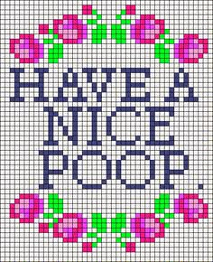 a cross stitch pattern with flowers and words written in blue, pink and green colors