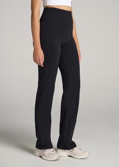 About Our Women's Cotton Straight Leg Tall Leggings A New Take on Women's Tall LeggingsGo casual or get cozy with American Tall Women's Straight Leg Cotton Leggings, specially made for the taller frame. These high-waisted tall leggings are a blend of comfort and style, designed to fit the longer legs of women 5'9" to 6'6".Features You'll Love: Fit: Straight leg, high-rise design for a flattering silhouette. Style: Chic and versatile, with a wide waistband, available in two classic and stylish co Comfort Stretch Full Length Pants For Fall, Comfort Stretch Full-length Pants For Fall, Fitted Straight Leg Pull-on Sweatpants, Black Athleisure Bottoms With Pull-on Style, Black Comfort Stretch Straight Leg Pants, Relaxed Fit Full-length Yoga Pants, Comfortable Full-length Bottoms With Comfort Stretch, Black Bottoms With Comfort Waistband For Fall, Black Mid-rise Yoga Pants For Fall