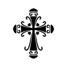 a black and white cross on a white background