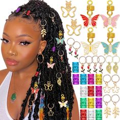 PRICES MAY VARY. 💖Best Choice for Hair Braid Decoration:DIY hair braid Accessories decoration that package includes 32PCS(4*butterfies braid sping pendants,6*flower braid charms rings,2*gold butterfly pendants,14*mutil colors hair cuffs beads,8*leaves flower hair clips).Suit for women's various hairstyles,such as passion twist, spring twist, marley twist hair,etc. 💖Occassion:Braid Accessories is suitable for a variety of occasions, parties, weddings, graduation ceremony, adult ceremony, Hallow Braids Accessories Black Hair, Braids With Hair Clips, Hair Decorations For Braids, Hair Braid Accessories, Braid Charms, Homemade Hair Accessories, Hair Decoration Accessories, Beads For Hair, Flower Braid