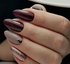 Classy Nail Art Ideas, Trendy Nail Polish, Nails Design With Rhinestones, Nail Polish Trends, Burgundy Nails, Coffin Nails Long, Coffin Nails Designs