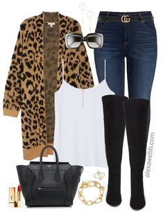 Plus Size Leopard Cardigan Outfit Ideas - Plus Size Fall Outfits - Plus Size Fashion for Women - alexawebb.com #alexawebb #plussize Christmas Outfits Mid Size, Leopard Print Cardigan Outfit, Leopard Cardigan Outfit, Party Outfit Plus Size, Plus Size Herbst, Cardigan Outfit Ideas, Fall Fashion Coats, Editorial Calendar, Plus Size Fall Outfit