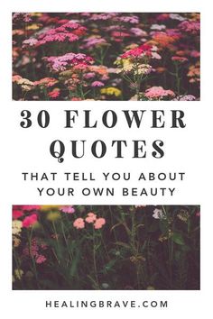 flowers with the words, 30 flower quotes that tell you about your own beautiful beauty