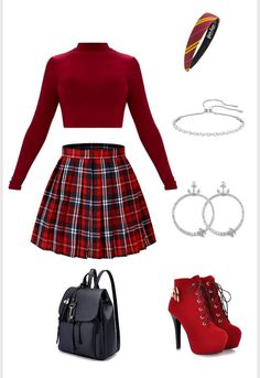 Red Preppy Outfit, Clueless Outfits, Fashion Top Outfits, Women Outfit, Swaggy Outfits, Looks Chic, Really Cute Outfits, Fancy Outfits, Teenage Fashion Outfits