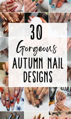 Fall Nail Decor, Fall Nails With Stickers, Minimalist Fall Nail Art, Autumn Nail Art Ideas, Acrylic Nails For Fall Autumn, Autumnal Nail Art, Autumn Nail Art Designs Fall Leaves, Nail Design Ideas Fall, Autumn Holiday Nails