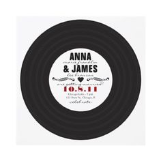 a black and white wedding record with the words anna and james printed on it