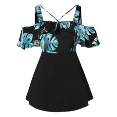 Plus Size Open Shoulder Leaf Print T-shirt - Black - 4Y00505012 - Women's Clothing, Plus Size Women's Clothing  #PlusSizeWomensClothing #Women's #Clothing # #Plus #Size #Women's #Clothing Style Inspiration Edgy, Lace Up Tank Top, Spandex Shirts, Rayon Shirt, Fashion Plus Size, Plus Size Clothing For Women, Trendy Plus Size Clothing, Plus Size Womens Clothing, Fashion Seasons