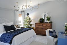 Our Blue Bedroom Decorated for Christmas - Dear Lillie Studio