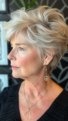 Short Hair Long On Top, Short Shag Hairstyles Shaggy Pixie, Pixie Hairstyles Curly Hair, Short Hair For Older Women, Pixie Cuts For Older Women, Sassy Hair Older Women, Pixie Hairstyles For Older Women, Short Hairstyles For Older Women, Short Haircuts For Older Women