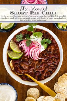 the recipe for slow roasted chili with red onions and cilantro