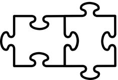 two pieces of puzzle are shown in black and white