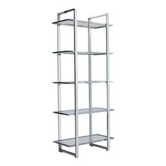 a metal shelf with four shelves on each side