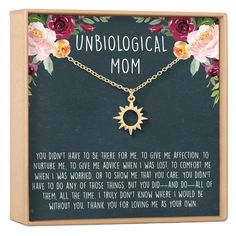 Buy Any 2 Items, Get 10% Off + Free Shipping w/ code AVA10 Just because she's not your biological mother doesn't mean she's not a mother figure. Whether you call her your mom, stepmom, bonus mom, or unbiological mom, it's always a good idea to show your appreciation to your "other mother." Show her how much you appreciate her with this thoughtful message and gift. J E W E L R Y ∙ D E T A I L S MATERIAL: Gold Plated CHAIN LENGTH: 18" chain + 2" chain extender CLASP STYLE: Lobster claw CRAFTED WIT Script Ideas, Bio Mom, Mum Quotes, Mom Appreciation, Dear Ava, Other Mother, Bonus Mom Gifts, Thank You For Loving Me, Diy Gifts For Mom