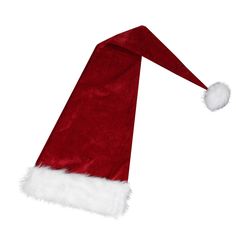 a red and white santa claus hat on a white background