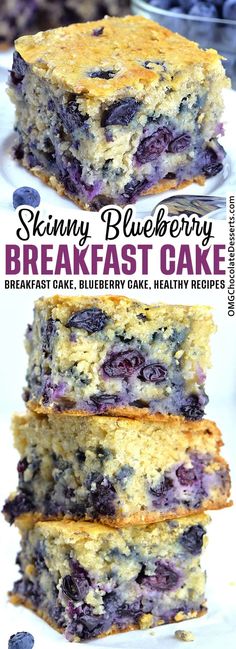 blueberry breakfast cake stacked on top of each other