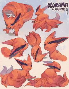 some very cute little pokemons in different poses