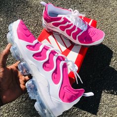 - Custom Vapormax Plus Pink - Sizes Available. - Shoes And The Charge Totaled. - Will Mail Out Once The Shoes Are Done. - Done On Authentic Nike Vapormax’s. - Message Me For Questions That You May Have. Custom Vapormax Plus, How To Tie Laces, Nike Shoes Custom, Nike High Heels, Shoe Types, Nike Shoes Women Fashion, Pink Nike Shoes, Air Vapormax Plus, Kicks Shoes