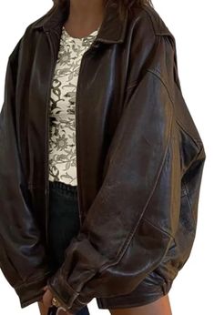 Brown Oversized Leather Jacket, Oversized Leather Jacket, Outfit Chic, Leather Jacket Outfits, Mode Inspo, Brown Leather Jacket, 가을 패션, Outfit Inspo Fall, Mode Vintage