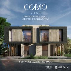 an advertisement for a new residential development in cosmo, australia with the words experience boutique lakefront luxury living