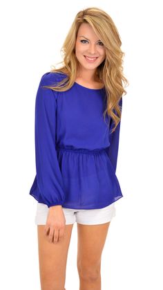 Take Office Top, Royal Blue :: NEW ARRIVALS :: The Blue Door Boutique Chic Blue Peplum Top, Office Top, Dress Well, Summer Attire, Blue Door, Pinterest Closet, Type 4, Wearing Clothes, Summer Style