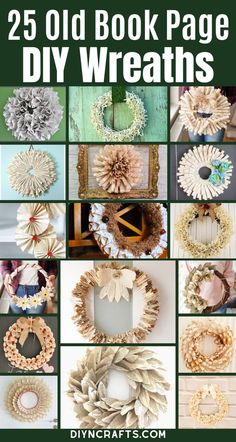 the 25 old book page diy wreaths are so easy to make and they're