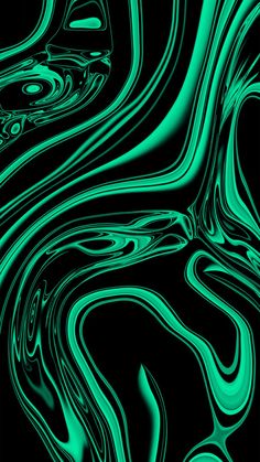 an abstract green and black background with wavy lines